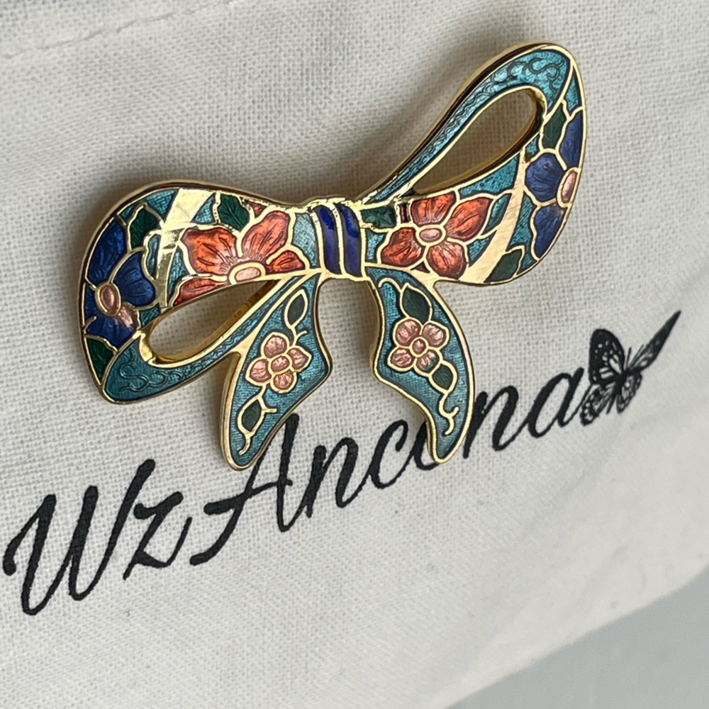 Italian Bow Brooches Pin vintage Accessories Jewelry, floral Venetian colorfully
